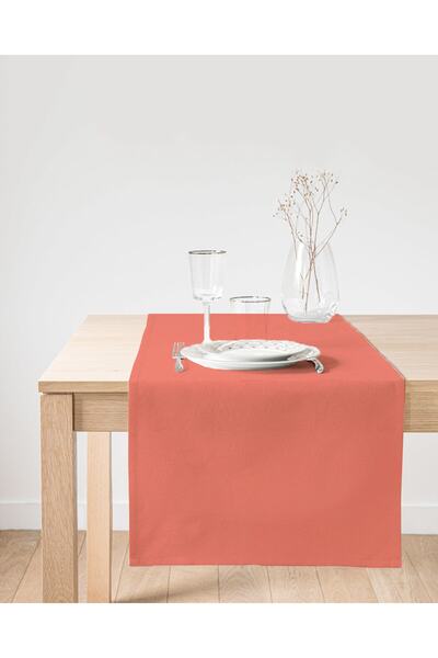 Realhomes Mercan Resimli Dijital Baskılı Dekoratif Süet Runner