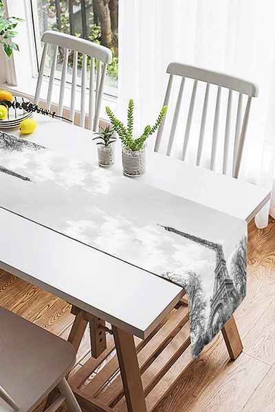 Realhomes Eiffel Tower Digital Printed Διακοσμητικό Suede Runner