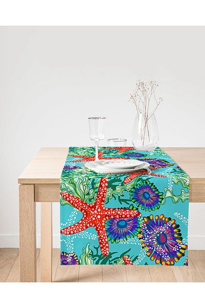 Realhomes Runner din piele intoarsa cu design special, imprimat 3D, modern Sea Stars