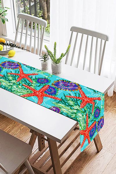 Realhomes Runner din piele intoarsa cu design special, imprimat 3D, modern Sea Stars