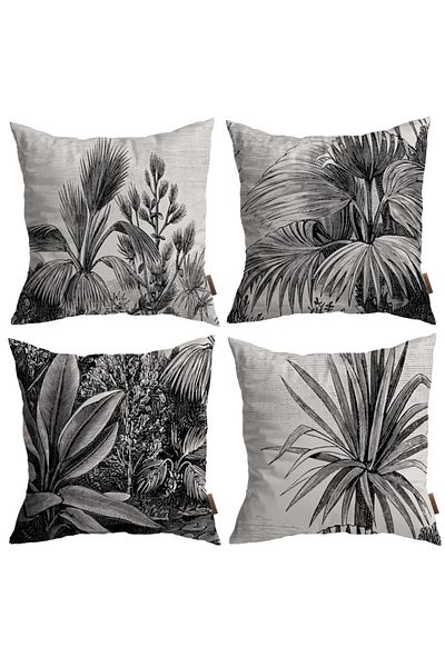 Alacastore Set de 4 huse de pernă decorative cu combinație de oportunitate cu temă florală vintage imprimată pe două fețe