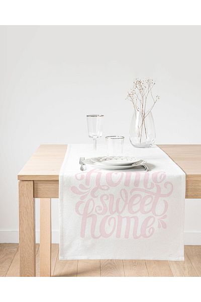 Realhomes Pudra Home Sweet Home Digital Printed Suede Runner