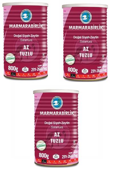 MarmaraBirlik Az Tuzlu Salamura Zeytin 800 Gr X 3 Adet