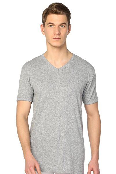 Tutku قميص داخلي رجالي مضلع برقبة على شكل حرف V مكون من قطعتين