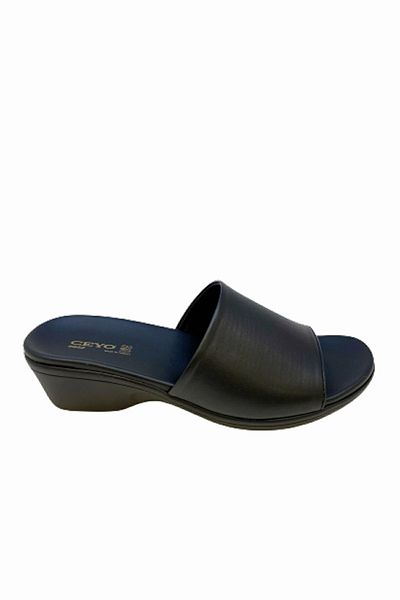 Ceyo 9922-12 Orthopedic Wedge Sole Women's Black Slippers