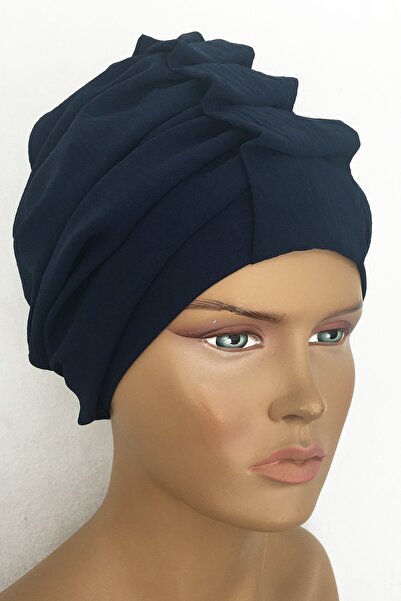 Vera غطاء رأس عمامة جاهز للاستخدام العملي مع إبزيم برباط باللون الأزرق الداكن