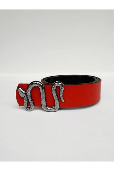 Kemerix Red Snake Buckle Women's Belt