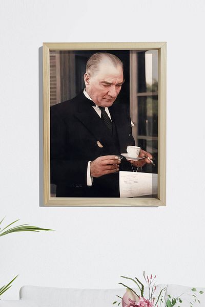 Dekor Loft Pictură Ataturk cu cadru din lemn de pin 33x44 cm