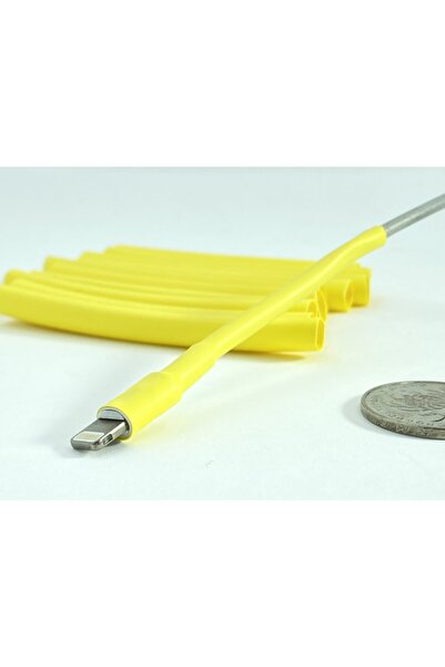 Genel Markalar Iphone Uyumlu  Sarı Şarj Kablosu Koruyucu Makaron 10 Adet 6 cm