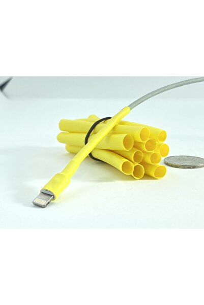 Genel Markalar Iphone Uyumlu  Sarı Şarj Kablosu Koruyucu Makaron 10 Adet 6 cm