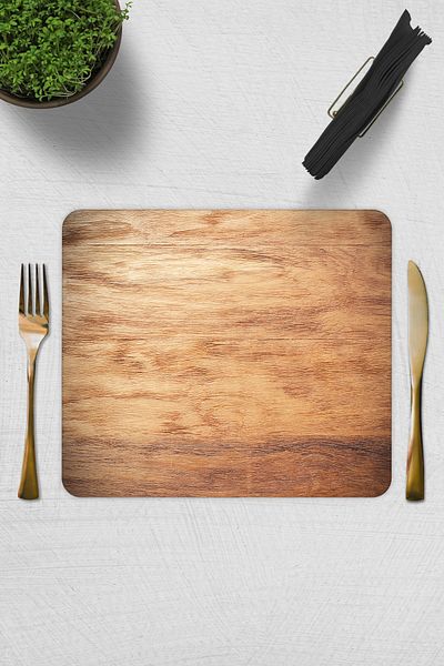 Decorita Set of 2| Glass Plate - Breakfast Plate - Cake Plate| Wooden Look| 29cm X 34cm