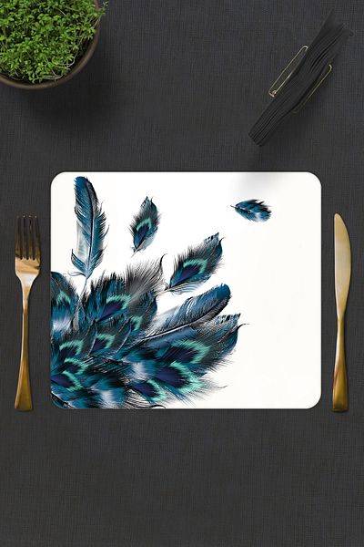 Decorita Set of 2| Glass Plate - Breakfast Plate - Cake Plate| Plumas Pattern| 29cm X 34cm