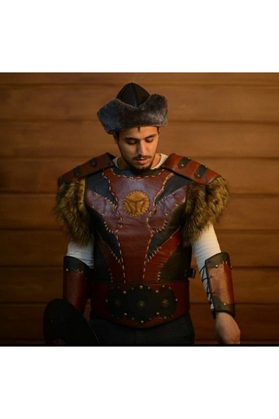 DilekKostüm Ertugrul Gazi Δερμάτινη Πολεμική Πανοπλία Alpine Armor Μοντέλο Στολή Πανοπλίες