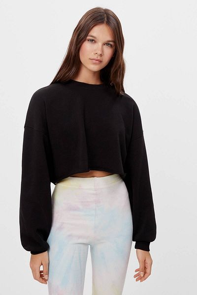AQE FASHION Hanorac negru cu mânecă lungă pentru femei
