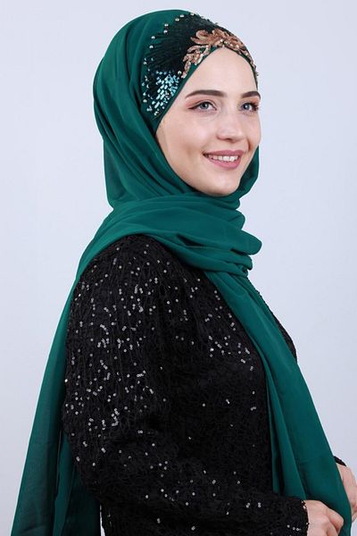 Nowa Scarf Women's Emerald Green Design Princess Shawl