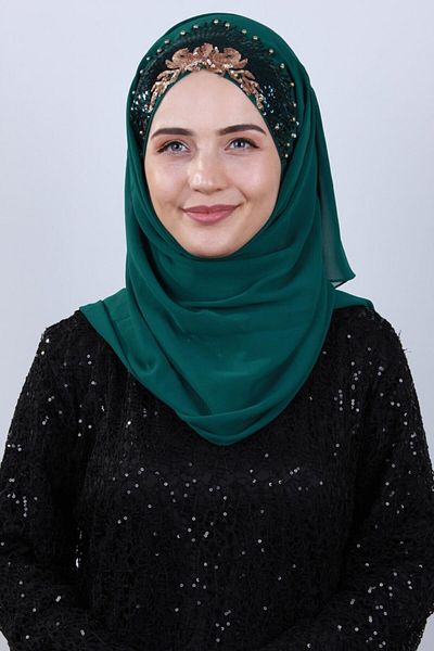 Nowa Scarf Women's Emerald Green Design Princess Shawl