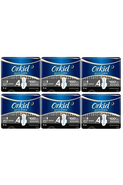 Orkid Ultra Gece Extra (boy 4) Hijyenik Ped 6 Lı Set