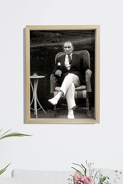Dekor Loft Pictură Ataturk cu cadru din lemn de pin 33x44 cm