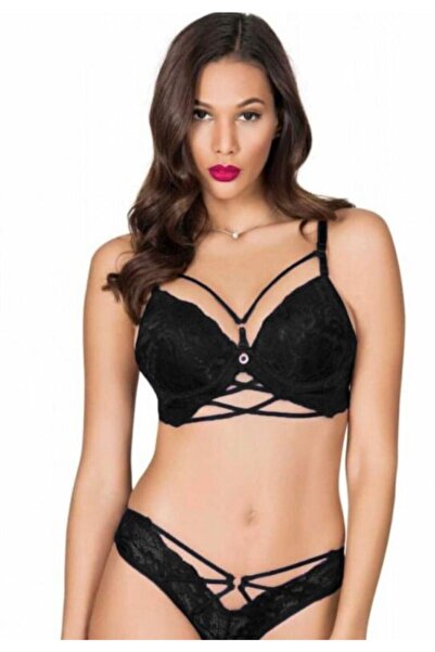 Le Jardin Katty Mink Gray Piping Stripe Silicone Bra Suit 5025