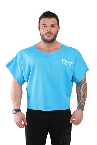 Big Sam Men's Blue Printed Sports T-Shirt