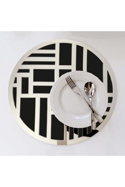 Walldeco Μαύρο Ασημί Αμερικάνικο Σερβίτσιο Πλεξιγκλάς Καθρέφτης Supla