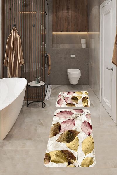 on the clouds Bathroom Carpet Double Toilet Set Non-Slip Base Bath Mat Set (60x100 + 40x60)