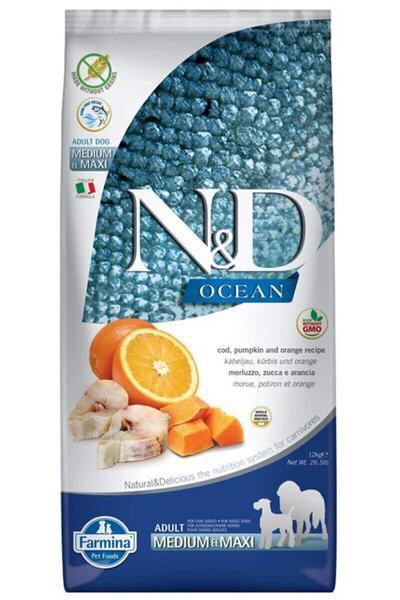 N&D Ocean Tahılsız Balkabaklı Morina Balıklı Orta Ve Büyük Irk Yetişkin Köpek...