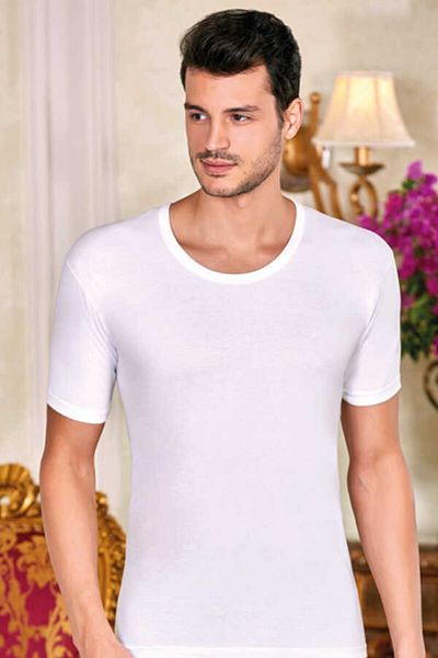 Berrak Men's White Open Collar Undershirt 3-Piece 1002