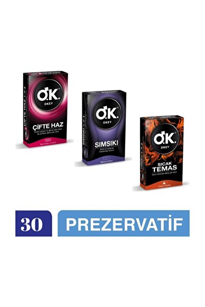 Okey Çifte Haz - Sımsıkı - Sıcak Temas Prezervatif  30'lu Ekonomik Avantaj Paket