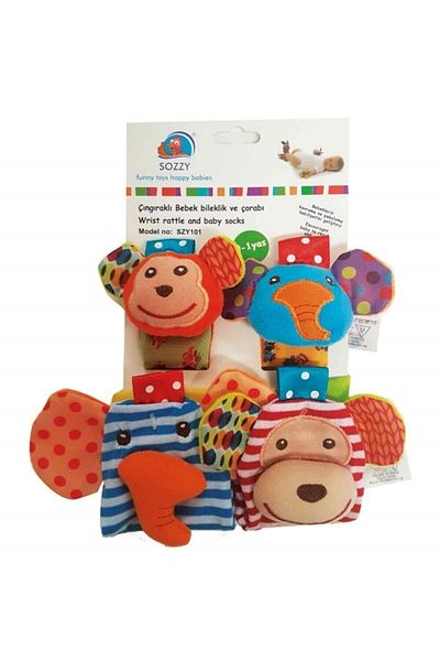 Sozzy Toys Cute Animals Figured Rattle Socks and Bracelet Set