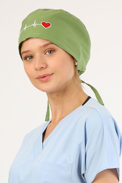 Owlet Medikal Rhythm Embroidered Moss Green Surgical Bonnet