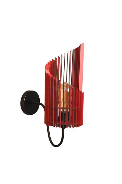 Vedemo Fulya Metal Body Wooden Sconce-red