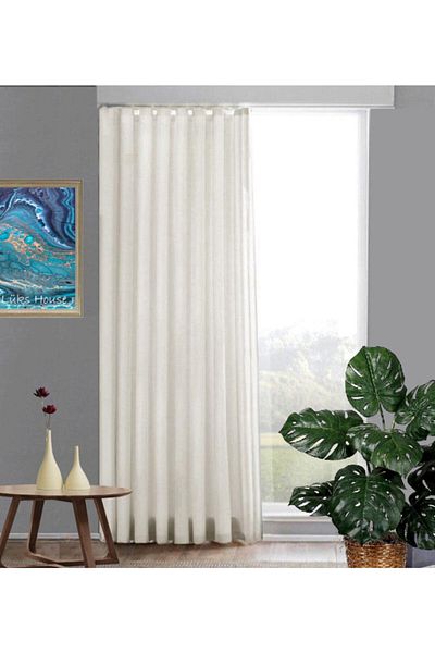 lüks House Sunshade Luxury Linen Curtain Cream Color