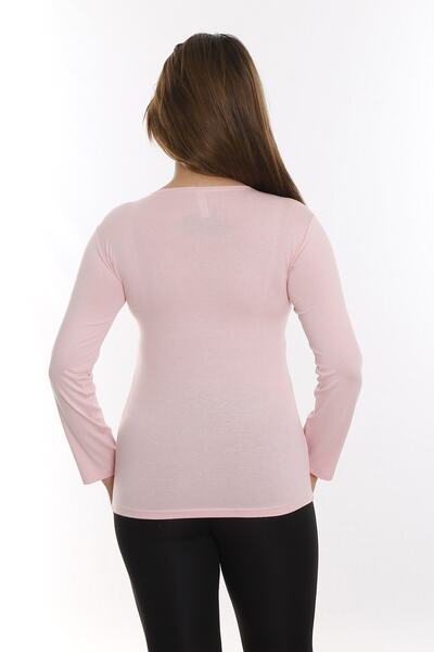 DISENTIS MODEST Pink Viscose Body - Long Sleeve, Round Neck, Plus Size