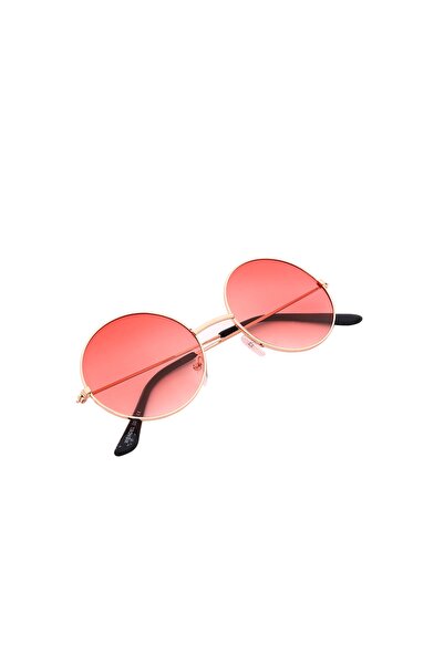 Vipfoni Unisex Pembe Metal Yuvarlak Çerçeve Güneş Gözlüğü