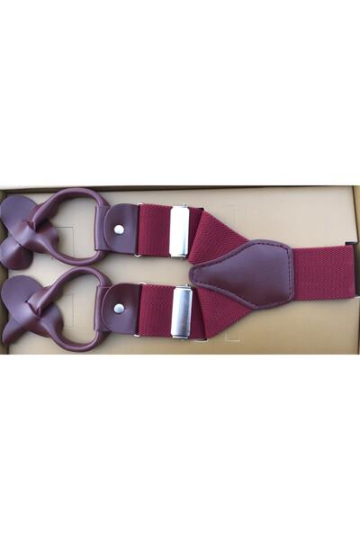 KemerSepeti Bordo Renkli Düğmeli Pantolon Askısı