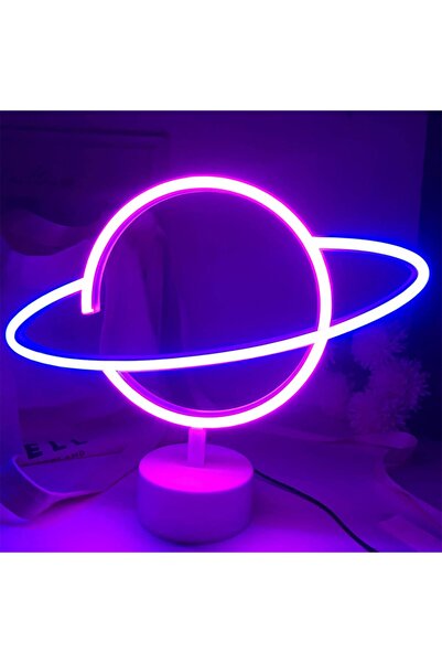 Zemtigo Büyük Boy Usb'li Satürn Gezegen Neon Led Işıklı Masa Ve Gece Lambası ...