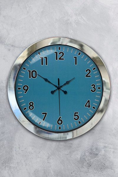 Kasva Concept Gift 36 cm Chrome Metal Blue Wall Clock