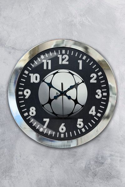Kasva Concept 36 cm Chrome Metal Soccer Ball Wall Clock