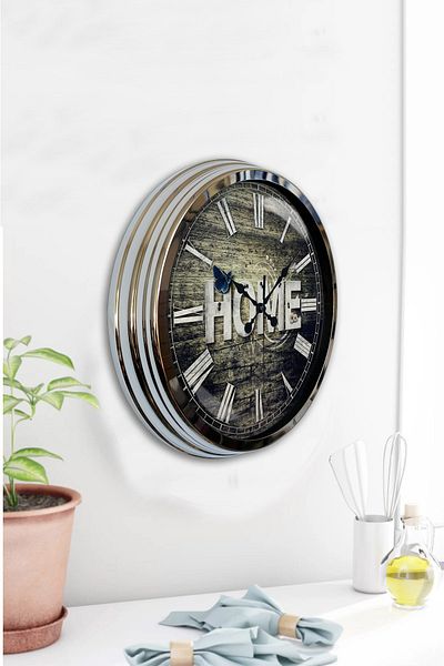 Kasva Concept Gift 40 cm Chrome Metal Home Wall Clock