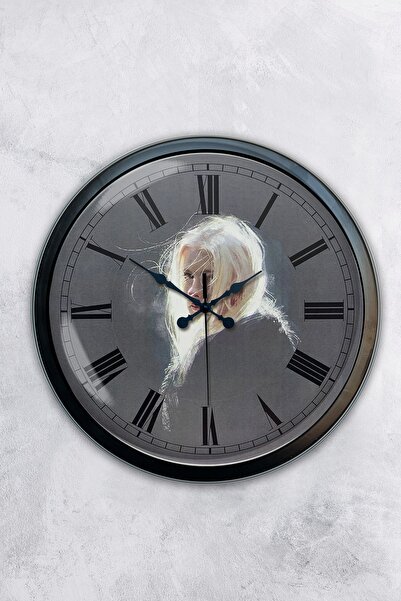 Platin Saat هدية ساعة حائط نسائية معدنية سوداء مقاس 40 سم