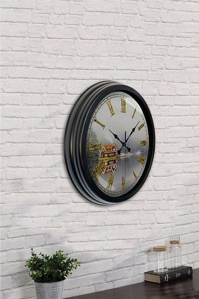Kasva Concept Gift 40 cm Black Metal Field Wall Clock