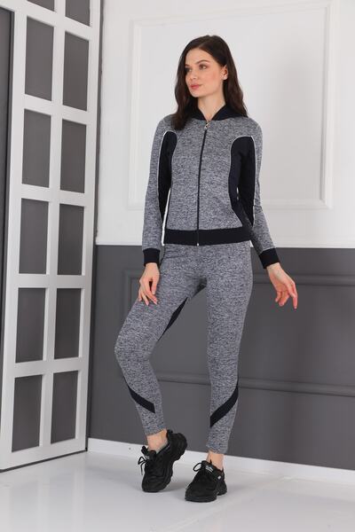 WestBound Жіночий сірий комплект з капюшоном, кайтом на блискавці та легінсами