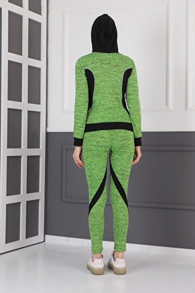 WestBound Women's Ribbed Cationic Zipper Hooded Tights Set