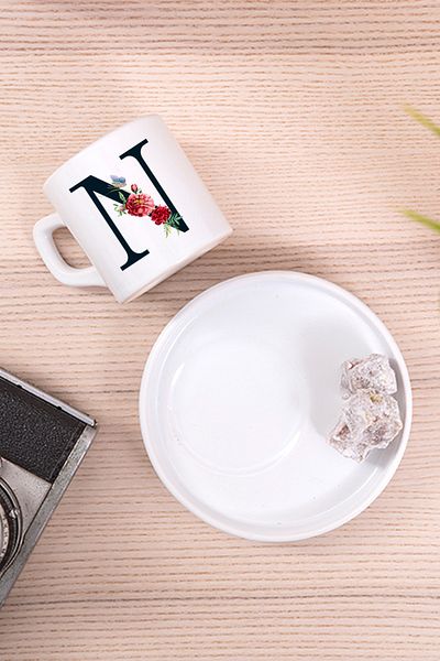Procity Letter M Flower Design Concept Turkish Coffee Cup
