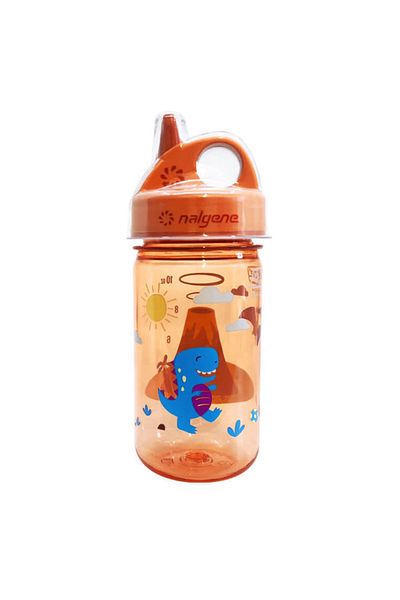 NALGENE 12oz Grip-n-gulp Kids Orange Volcano Tritan Water Bottle Nal2182