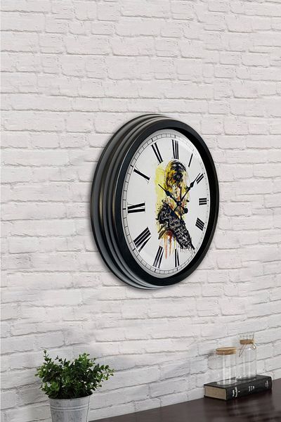 Kasva Concept Gift 40 cm Black Metal Ataturk Wall Clock