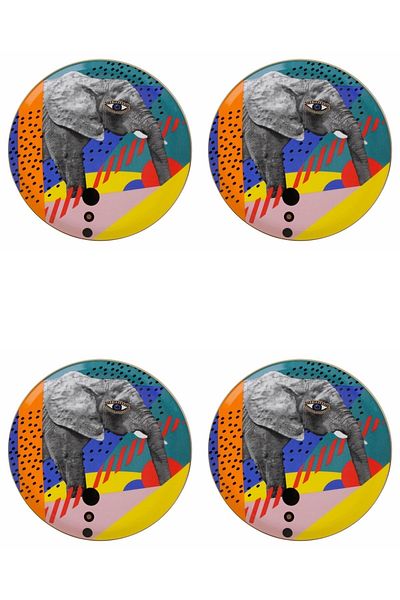 Porland Wild Life Elephant Flat Plate 28cm Set of 4