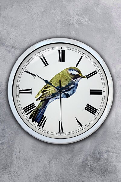 Kasva Concept هدية ساعة حائط على شكل طائر معدني أبيض مقاس 40 سم