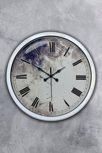Kasva Concept Gift 40 cm White Metal Antique Wall Clock